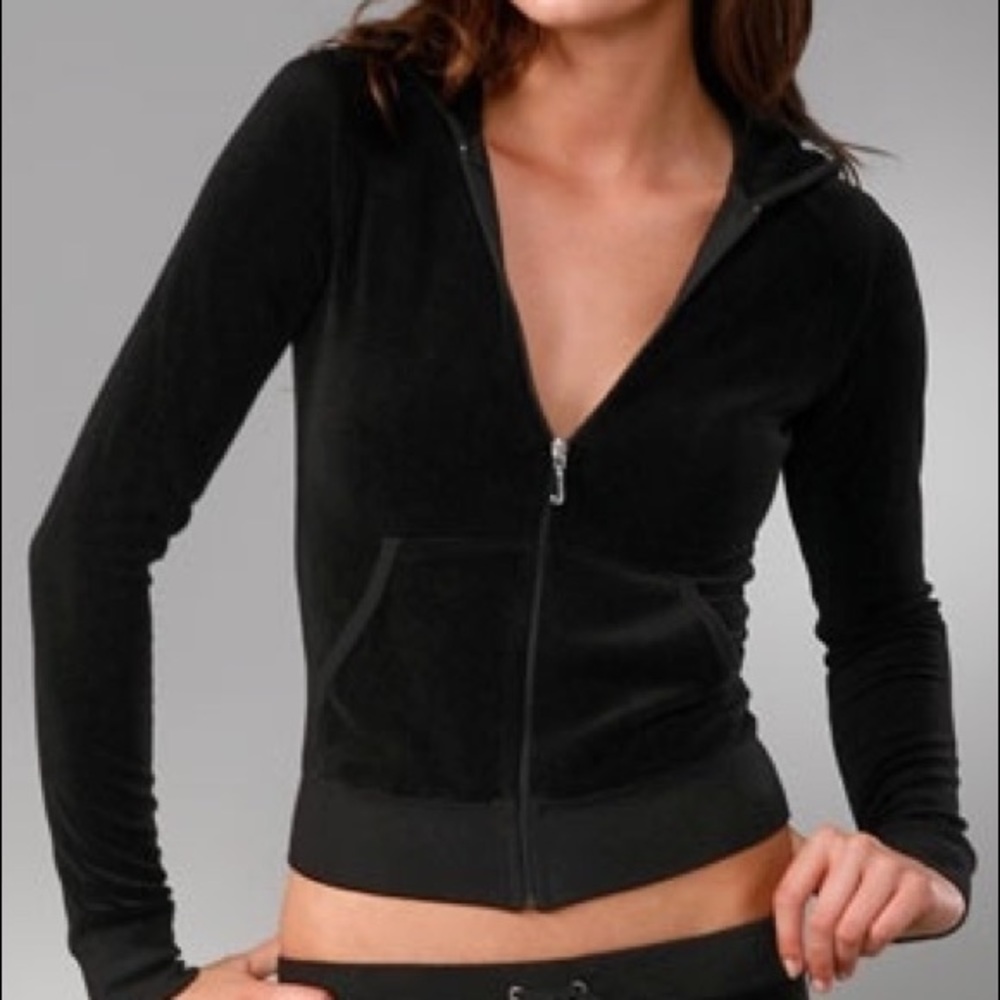 Juicy Couture Black Velour Zip Up Hoodie